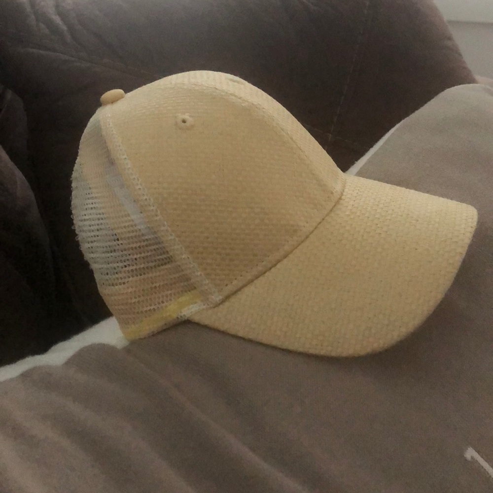 American Eagle Outfitters Yellow Straw Mesh Baseball Cap